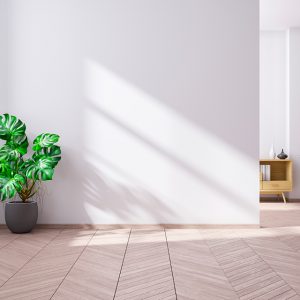 Abbinare pareti e parquet: pareti bianche