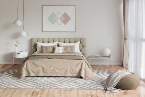 Camera da letto in stile dominant white