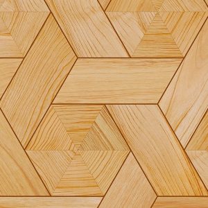 Parquet con posa elaborata fatta di elementi esagonali e obliqui