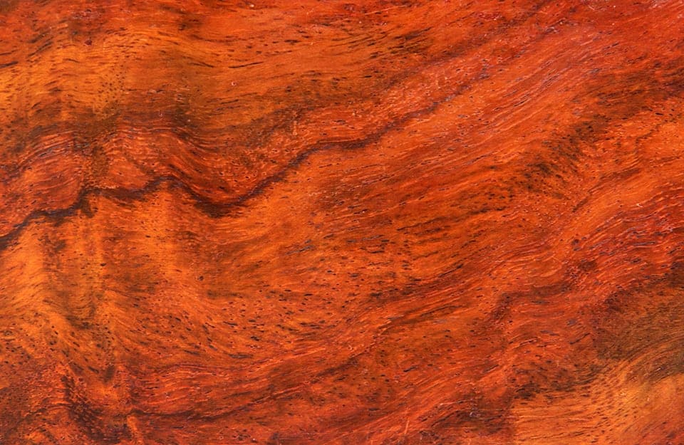 Superficie del parquet in palissandro con le tipiche venature e il colore rossastro