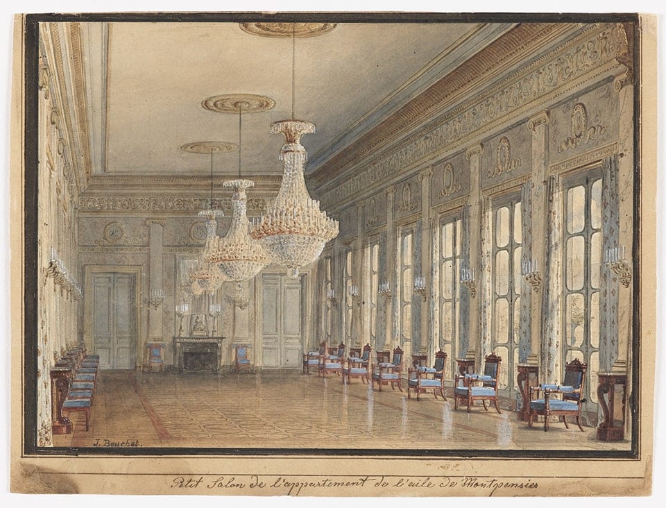 Acquerello del 1831 realizzato da Jules Frédéric Bouchet, che mostra il salone dell'ala Montpensier Wing nel Palais-Royal di Parigi