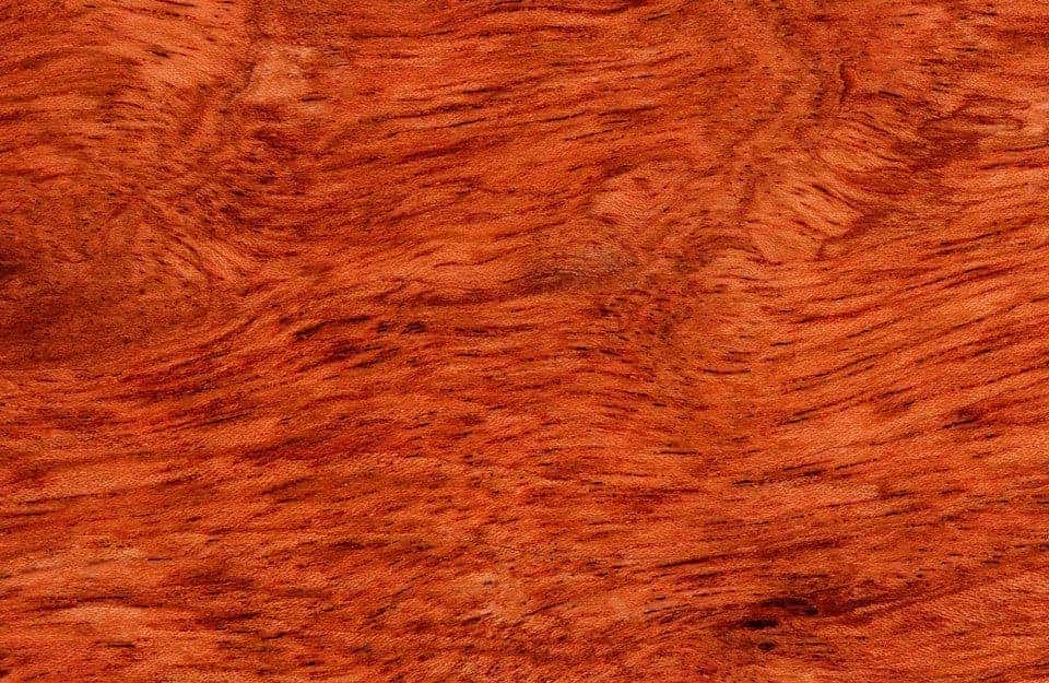 Primo piano sul caratteristico pattern del legno di jatobà