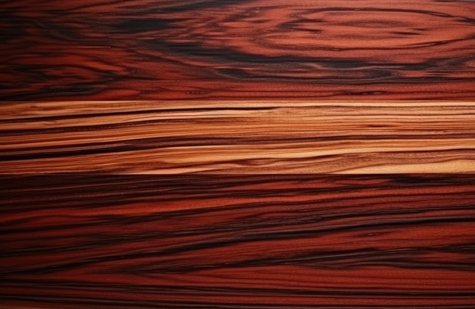 Primo piano sul caratteristico pattern del legno di pau ferro